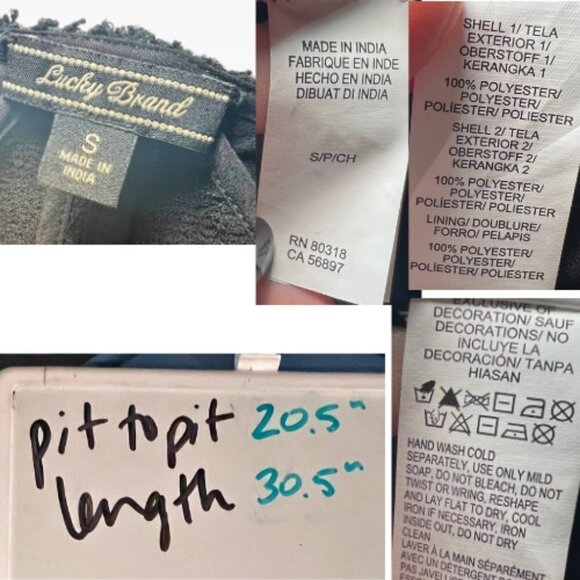 LUCKY BRAND Black Mixed Material Embroidered Mesh Open Cardigan Size S - Picture 14 of 16